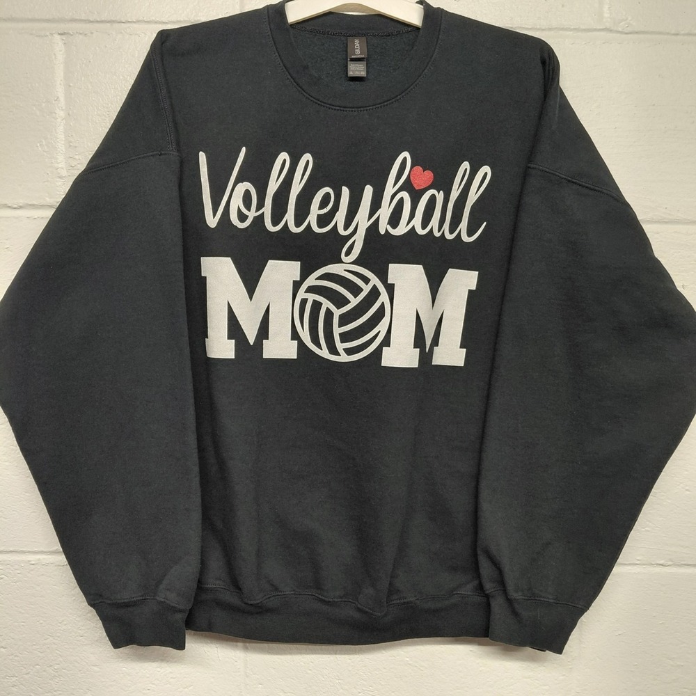 Volleyball Mom Womens 2XL Crew Neck Sweatshirt Front Graphic Black XXL